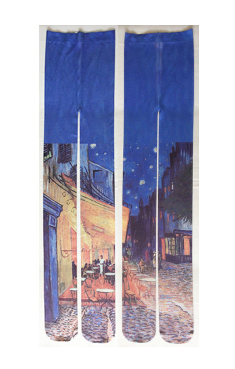 5564 cafe terrace at night van gogh printed tights tabbisocks